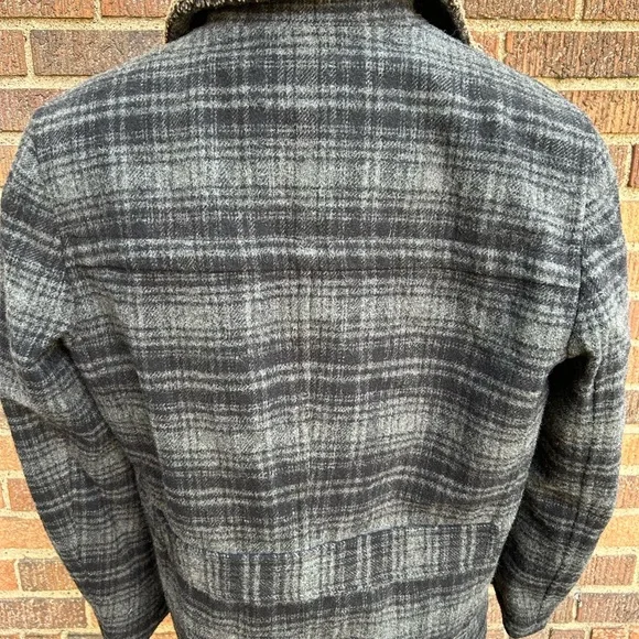 Cole Haan plaid wool double breasted coat size Large